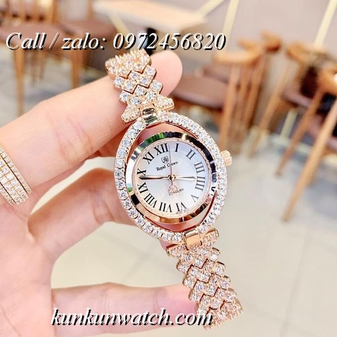 Đồng Hồ Nữ Royal Crown 4610 -  Dây Gắn Đá Vỏ Vàng Hồng - 32mm