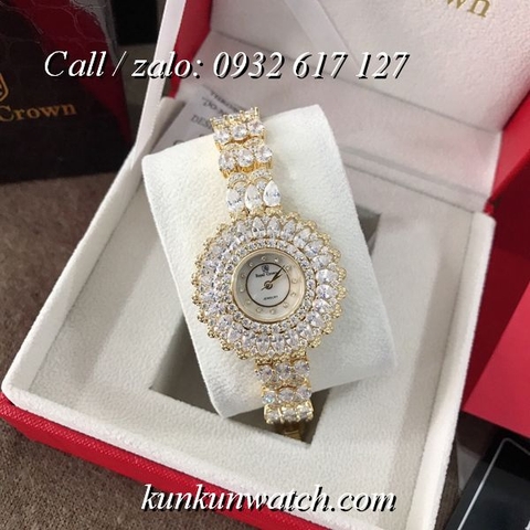 Đồng Hồ Nữ Royal Crown 6804 -  Dây Gắn Đá Vỏ Vàng - 35mm