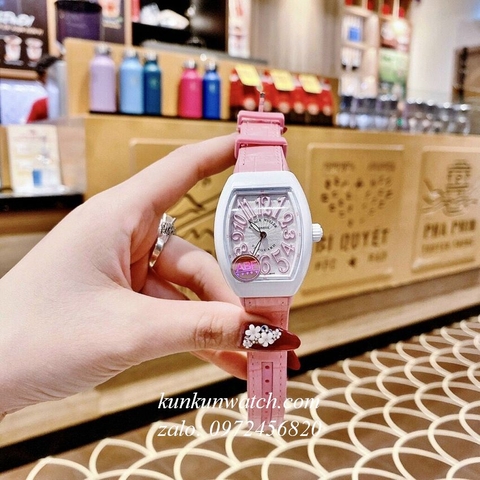 Đồng Hồ Nữ Franck Muller V32 - ABF Vỏ Đá 2 Kim - Dây Hồng - 32 x 42mm
