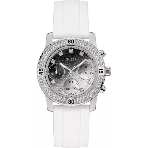 Đồng Hồ Nữ Guess W1098L1 Đính Đá Silver Dây Silicone 38mm