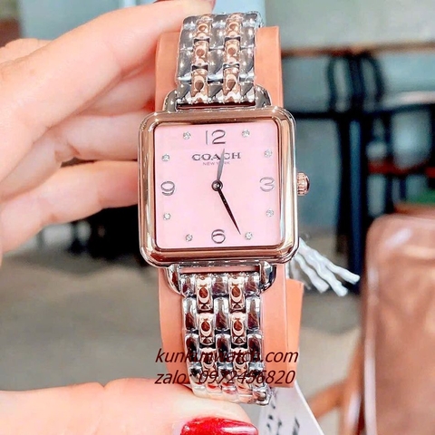 Đồng Hồ Nữ Coach Cass 14504497 Demi Rose Gold Mặt Vuông Hồng 28mm