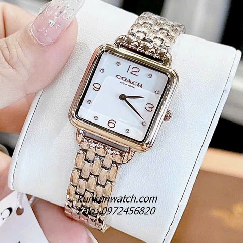 Đồng Hồ Nữ Coach Cass 14504532 Rose Gold Mặt Vuông 28mm