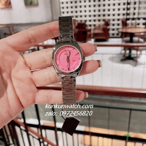 Đồng Hồ Nữ Gucci Diamond Silver Mặt Hồng 29mm