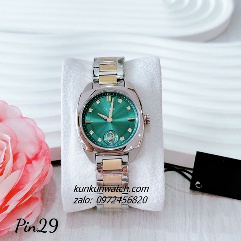 Đồng Hồ Nữ Gucci Interlocking Demi Gold Mặt Xanh Lá 29mm
