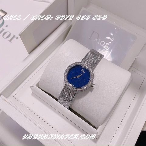 Đồng Hồ Nữ Dior Satine DONTB018 - Dây Trắng Mặt Xanh Dương - 30mm
