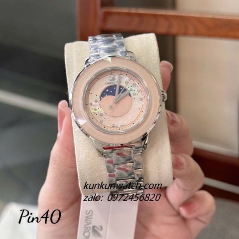 Đồng Hồ Nữ Swarovski Octea Lux Moon Mặt Nude Silver 40mm