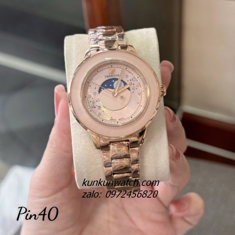 Đồng Hồ Nữ Swarovski Octea Lux Moon Mặt Nude Rose Gold 40mm