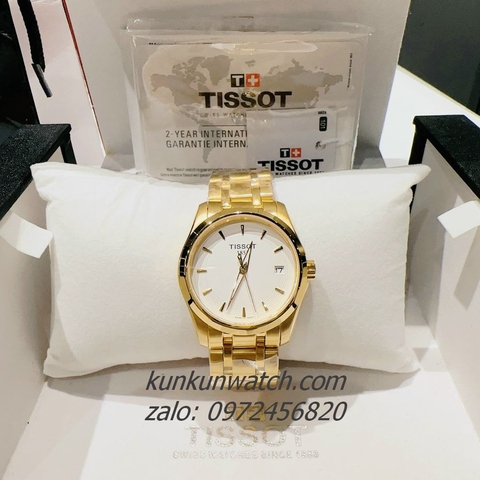 Đồng Hồ Nữ Tissot 1853 Lịch Ngày Vàng Mặt Trắng Size 32mm