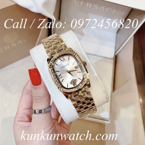Đồng Hồ Nữ Versace Couture Mặt Chữ Nhật - Vàng Mặt Trắng - 30 x 37mm