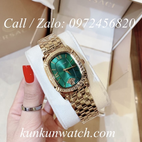 Đồng Hồ Nữ Versace Couture Mặt Chữ Nhật - Vàng Mặt Xanh Mộc - 30 x 37mm