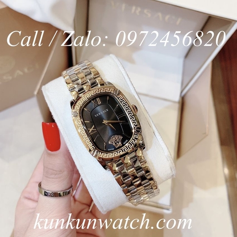 Đồng Hồ Nữ Versace Couture Mặt Chữ Nhật - Demi Mặt Đen - 30 x 37mm