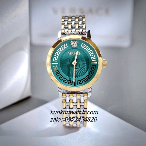 Đồng Hồ Nữ Versace Greca Fortuna Quartz Demi Gold Mặt Xanh Ngọc 35mm