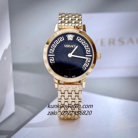 Đồng Hồ Nữ Versace Greca Fortuna Quartz Gold Mặt Đen 35mm