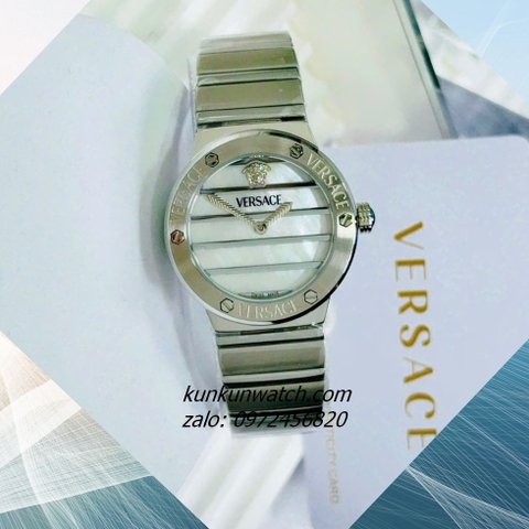 Đồng Hồ Nữ Versace Greca Logo Pearl Silver Mặt 33mm