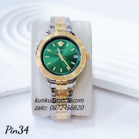 Đồng Hồ Nữ Versace Hellenyium Demi Gold Mặt Xanh Lá 35mm