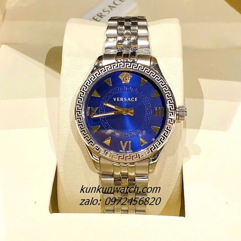 Đồng Hồ Nữ Versace Hellenyium 2 Kim Silver Mặt Xanh Navy 36mm