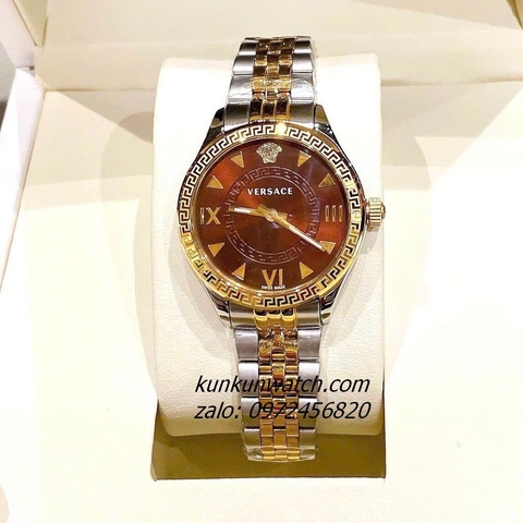 Đồng Hồ Nữ Versace Hellenyium 2 Kim Demi Mặt Nâu 36mm