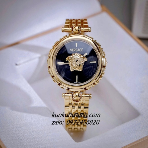 Đồng Hồ Nữ Versace Medusa Heritage Quartz Gold Mặt Đen 38mm