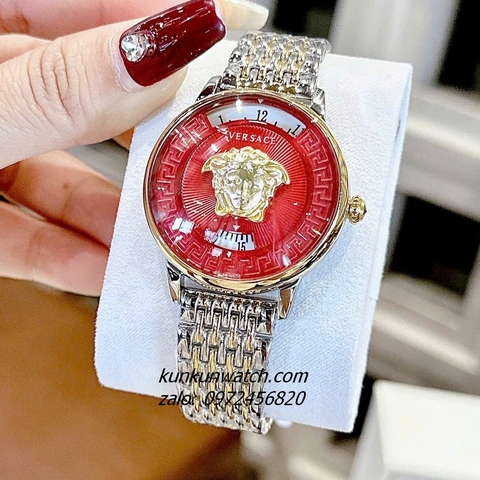 Đồng Hồ Nữ Versace Medusa Icon Demi Gold Mặt Đỏ 38mm