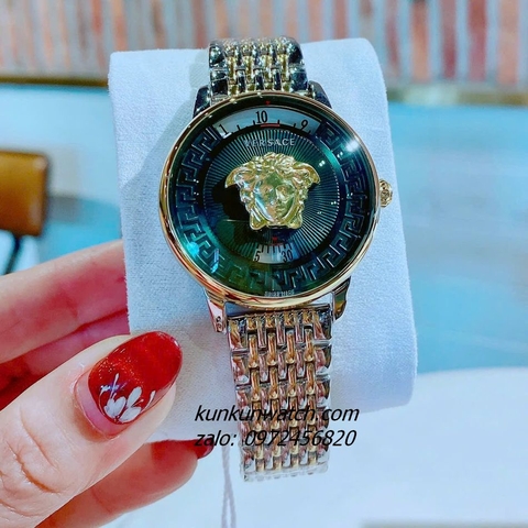 Đồng Hồ Nữ Versace Medusa Icon Demi Gold Mặt Xanh 38mm