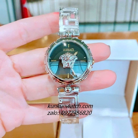 Đồng Hồ Nữ Versace Medusa Jewel Bracelet Quartz Silver Mặt Đen 34mm