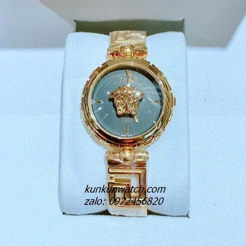 Đồng Hồ Nữ Versace Medusa Jewel Bracelet Quartz Gold Mặt Đen 34mm