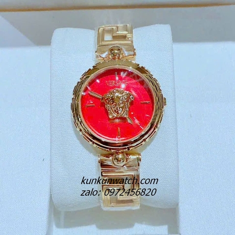 Đồng Hồ Nữ Versace Medusa Jewel Bracelet Quartz Gold Mặt Đỏ 34mm
