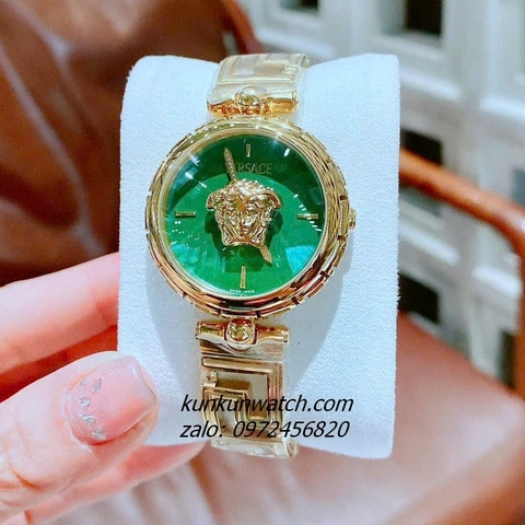 Đồng Hồ Nữ Versace Medusa Jewel Bracelet Quartz Gold Mặt Xanh Lá 34mm