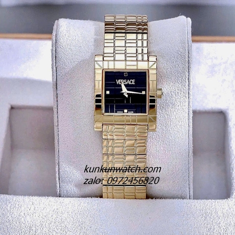 Đồng Hồ Nữ Versace Mosaic Quartz Gold Đen Mặt Vuông 22mm