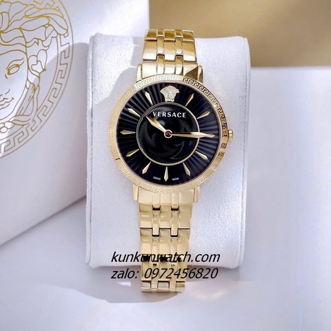 Đồng Hồ Nữ Versace V - Eternal Quartz Gold Mặt Đen 36mm