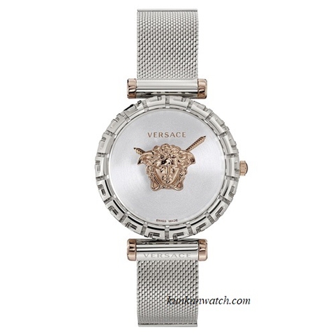 Đồng Hồ Nữ Versace Palazzo Empire Greca Logo Medusa Vàng Hồng - Bạc Mặt Trắng - 37mm