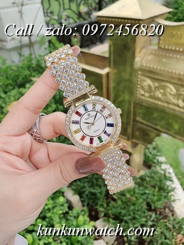 Đồng Hồ Nữ Royal Crown 4604 -  Dây Gắn Đá Vỏ Vàng - 36mm