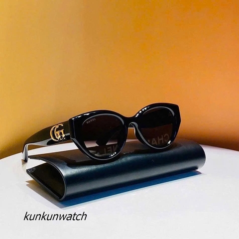 Kính Mát Nữ Gucci Fom Tròn Gọng Nhựa Đen Chống Tia UV