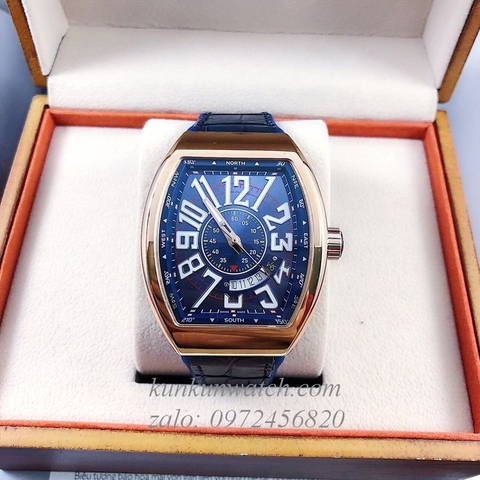 Đồng Hồ Nam Franck Muller Geneve V45 Automatic Lịch Ngày Phá Cách Dây Xanh 45mm x 54mm