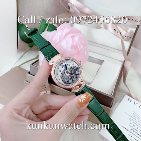 Đồng Hồ Nữ Bvlgari Bulgari BGRND024 - Dây Da Xanh Lá Vỏ Vàng Hồng - 33mm