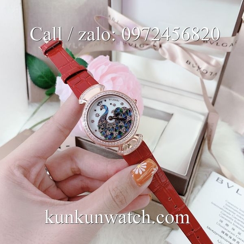 Đồng Hồ Nữ Bvlgari Bulgari BGRND026 - Dây Da Đỏ Vỏ Vàng Hồng - 33mm