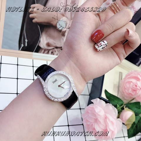 Đồng Hồ Nữ Piaget PGND033 - Dây Da Đen Vỏ Bạc  - 32mm