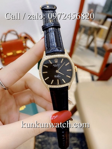 Đồng Hồ Nữ Rolex RLND021 - Dây Đen Mặt Đen - 33mm