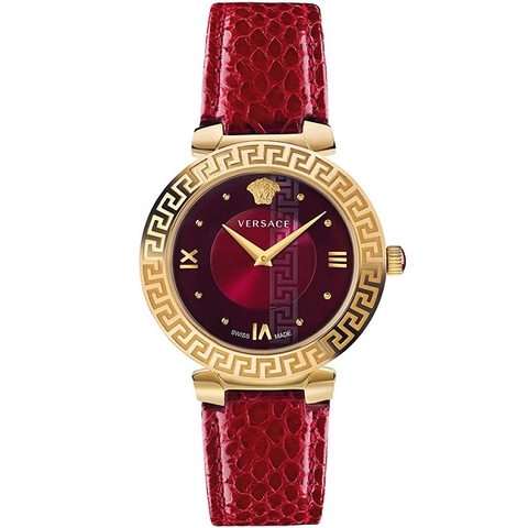 Đồng Hồ Nữ Versace Daphnis Nền Mặt Số Phá Cách - Dây Da Đỏ Vân Rắn - 36mm