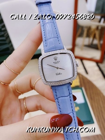 Đồng Hồ Nữ Rolex RLND016 - Dây Xanh Dương Mặt Trắng - 34mm