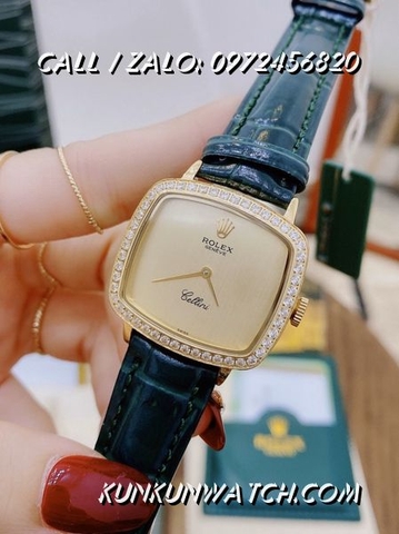 Đồng Hồ Nữ Rolex RLND0191 - Dây Xanh Lá Mặt Vàng - 34mm