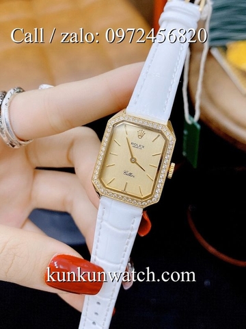 Đồng Hồ Nữ Rolex RLND035 - Dây Da Trắng - 18 x 26mm