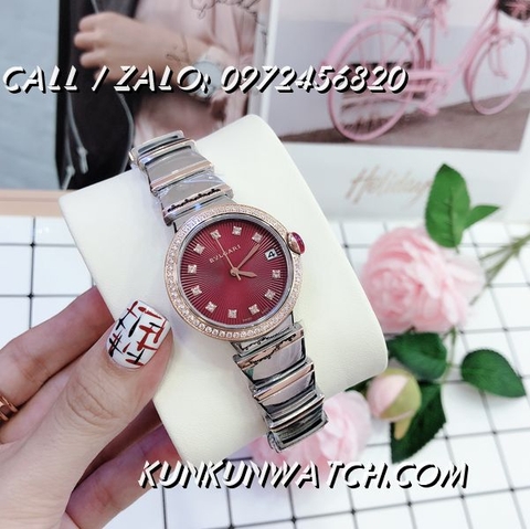 Đồng Hồ Nữ Bvlgari BGRNT016 - Dây Demi Mặt Đỏ - 34mm