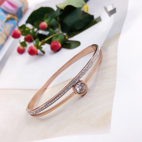 Vòng tay nữ Titan mạ vàng hồng Đính đá cao cấp VTN002