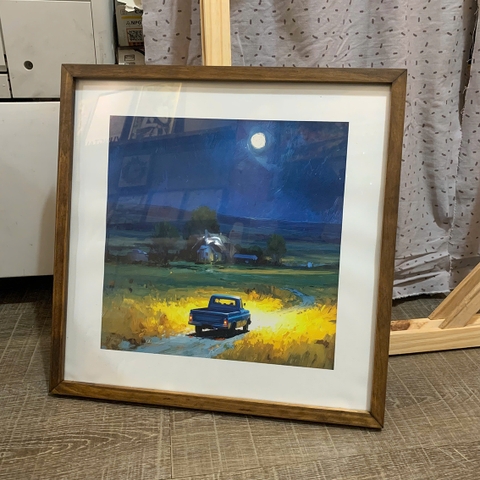 Tranh treo tường canvas KT 40x40cm khung viền gỗ, mặt kính