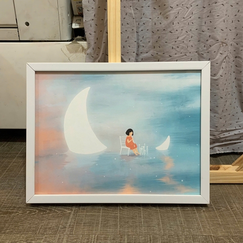 Tranh treo tường canvas KT 30x40cm khung viền trắng