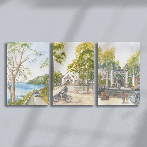 [40x60cm] Bộ 3 Tranh Phong cảnh Vũng Tàu xưa, Artwork độc quyền Soyn