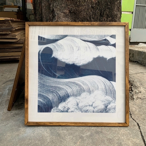 Tranh treo tường canvas KT 50x50cm khung viền gỗ, mặt kính