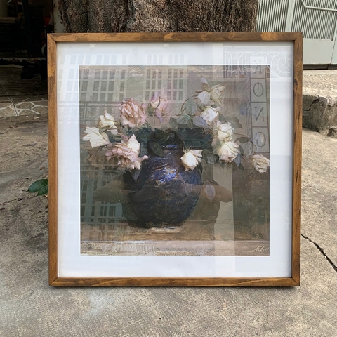 Tranh treo tường canvas KT 50x50cm khung viền gỗ, mặt kính