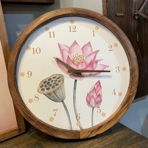 Đồng hồ treo tường gỗ hình tròn Hoa sen,tranh đồng hồ trang trí,quà tặng ý nghĩa, Soyn Artclock SC07